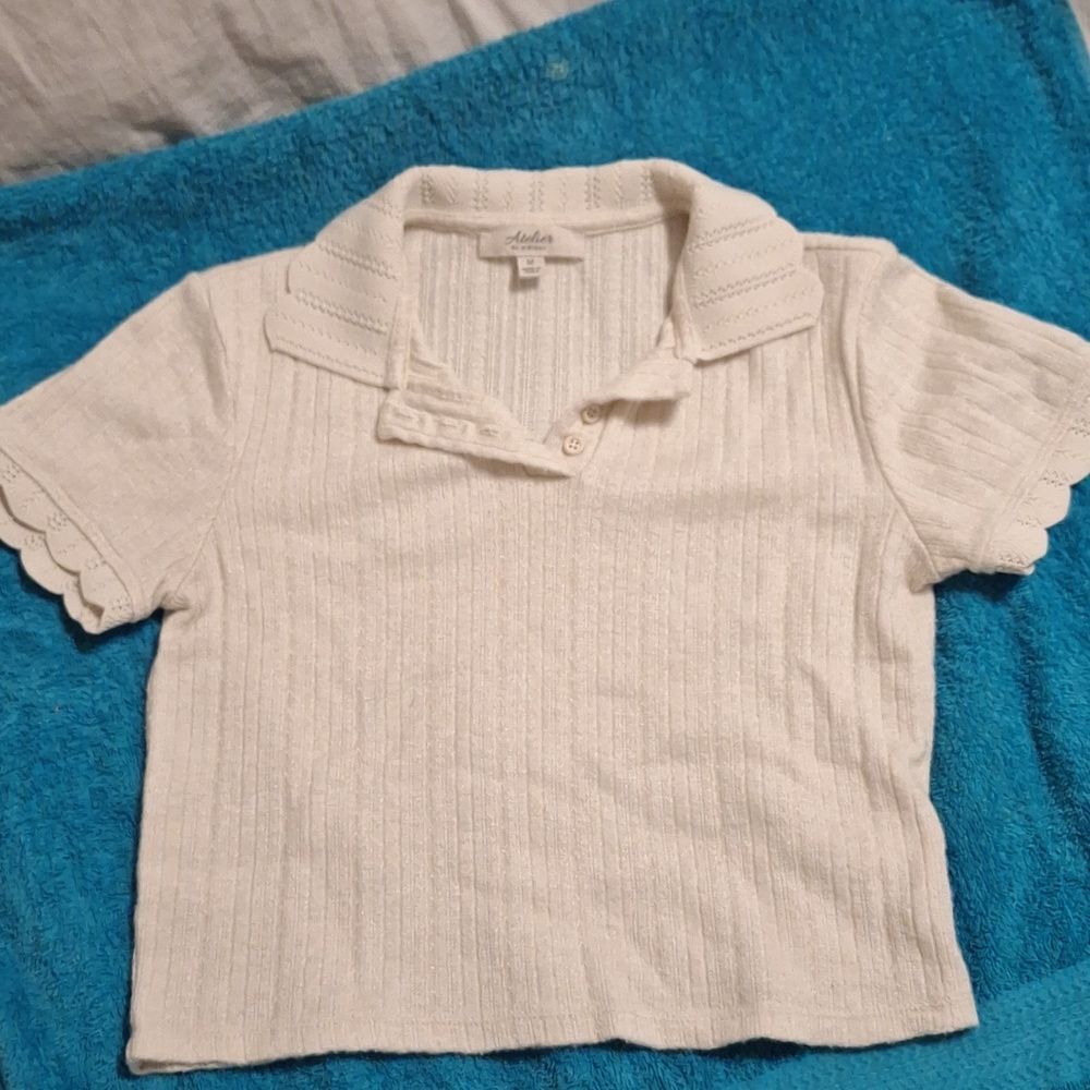 White Collared Knit Top - Picture 2 of 8